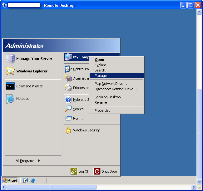 วิธีการให้สิืทธิ Remote Desktop แก่ User สำหรับ Windows Server 2003  รับเขียนเว็บครบวงจร Webub.Com